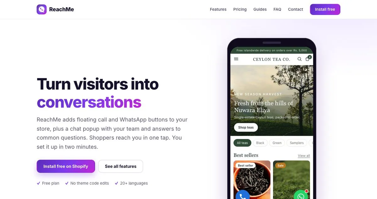 ReachMe website: Turn visitors into conversations.